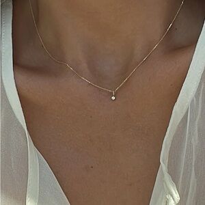 NWT • concrete collective 14k gold chain and white diamond necklace